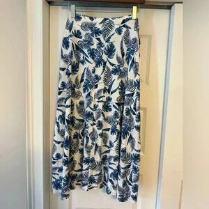 Joe Fresh Women’s Tropical Beach Hawaiian Coastal Midi Skirt Palm Plus Size 1x